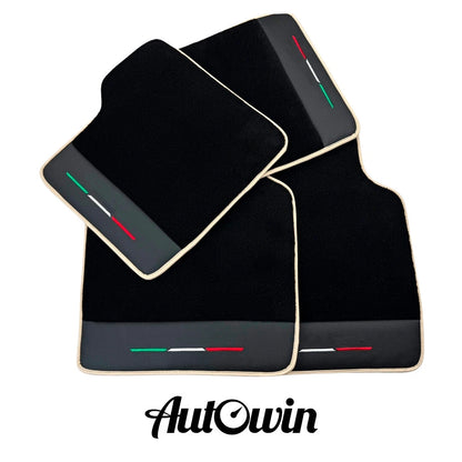 Black Floor Mats for Ferrari Purosangue with Leather & Beige Trim