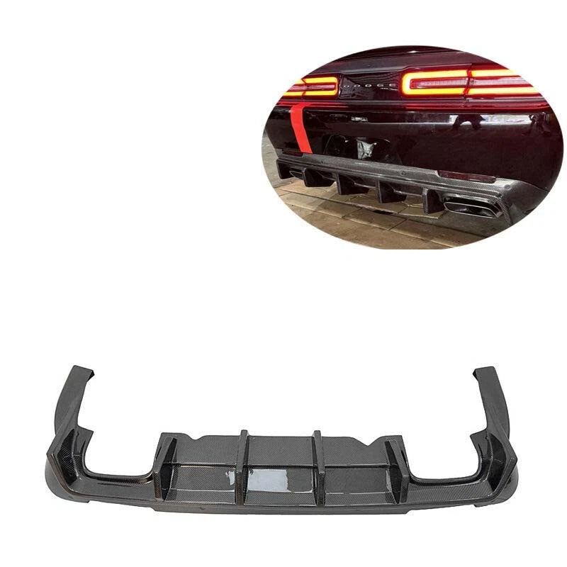 Real Carbon Fiber Rear Bumper Diffuser Cover For Dodge Challenger 2013-2023