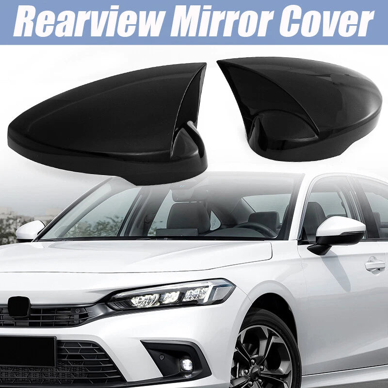 Gloss Black Ox Horn Side Mirror Covers for Honda 11th Civic (2022-2023)