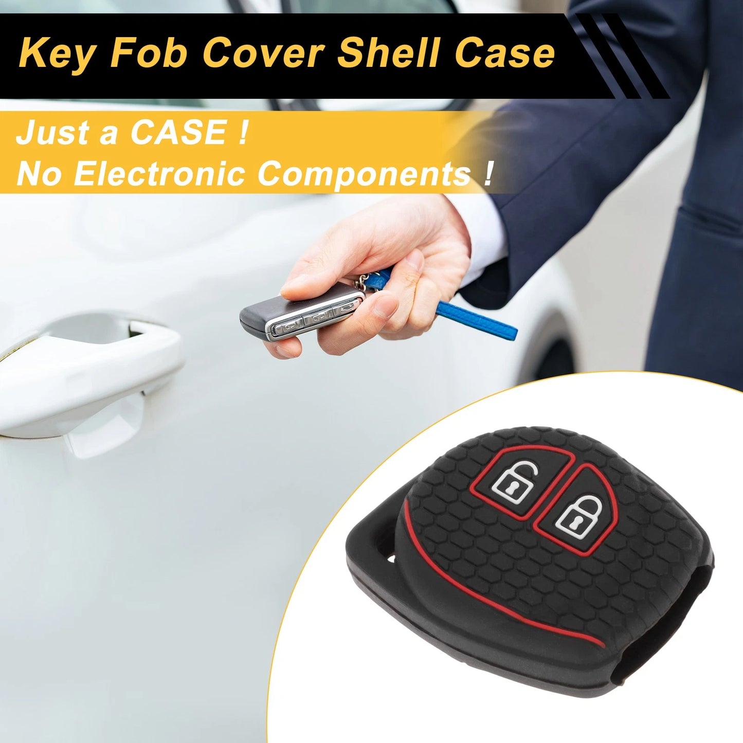 Black Red Line Key Case for Suzuki Alto - 2 Buttons (2009-2014)