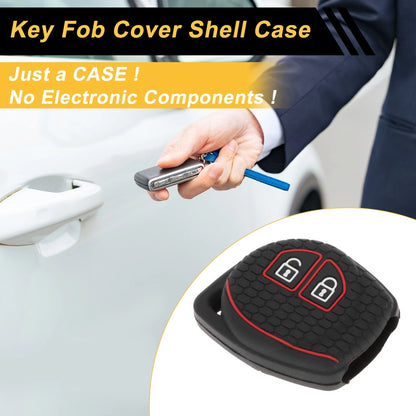 Black Red Line Key Case for Suzuki Alto - 2 Buttons (2009-2014)