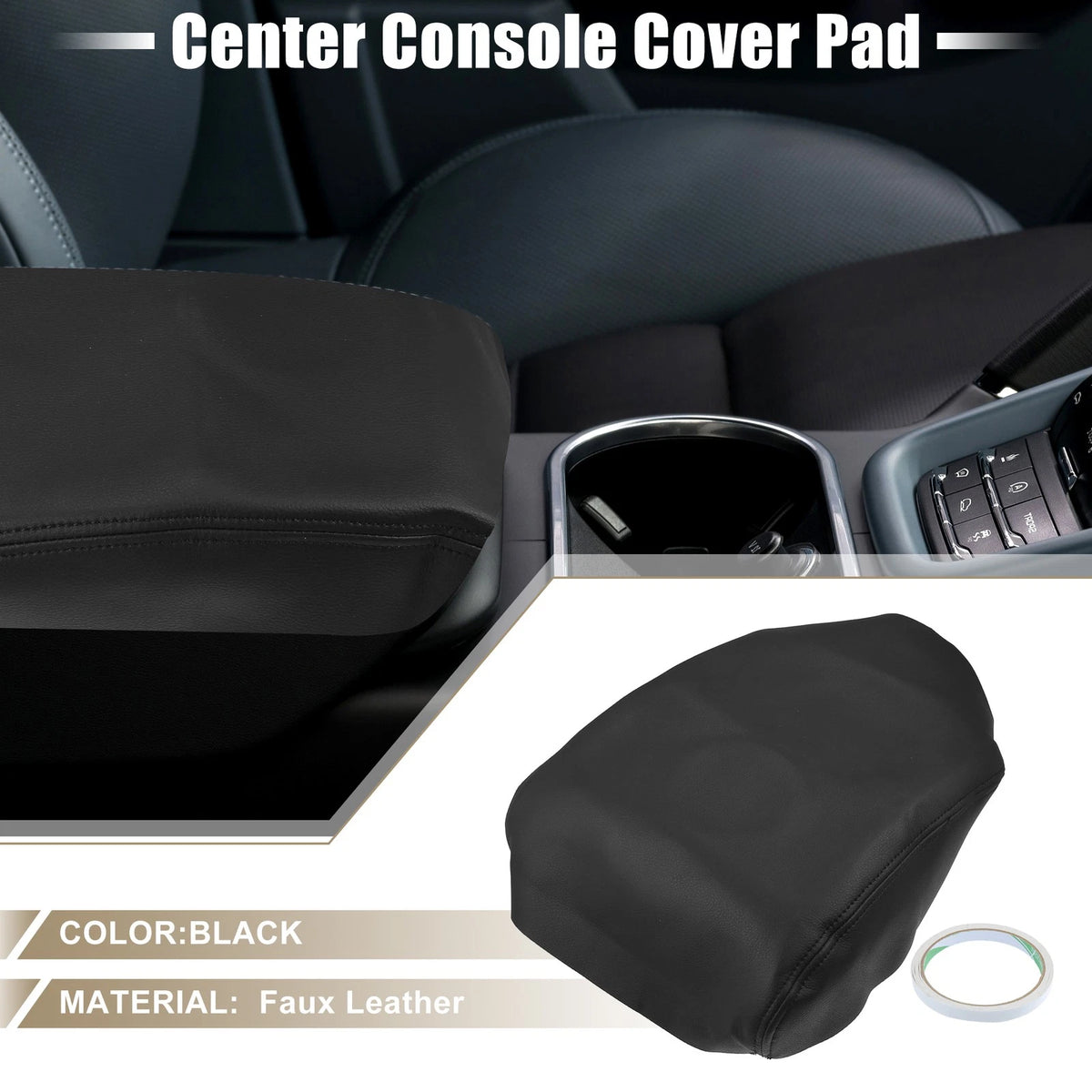 Center Console Cover for Honda Ridgeline (2006-2014) Faux Leather Black