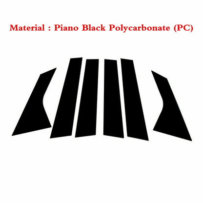 6 Pcs Black Door Window Trim Pillar Posts Cover for Hyundai Elantra (2021–2023)