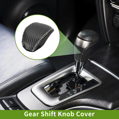 Gear Shift Knob Cover Black Carbon Fiber Beige for Toyota RAV4 (2019–2024)