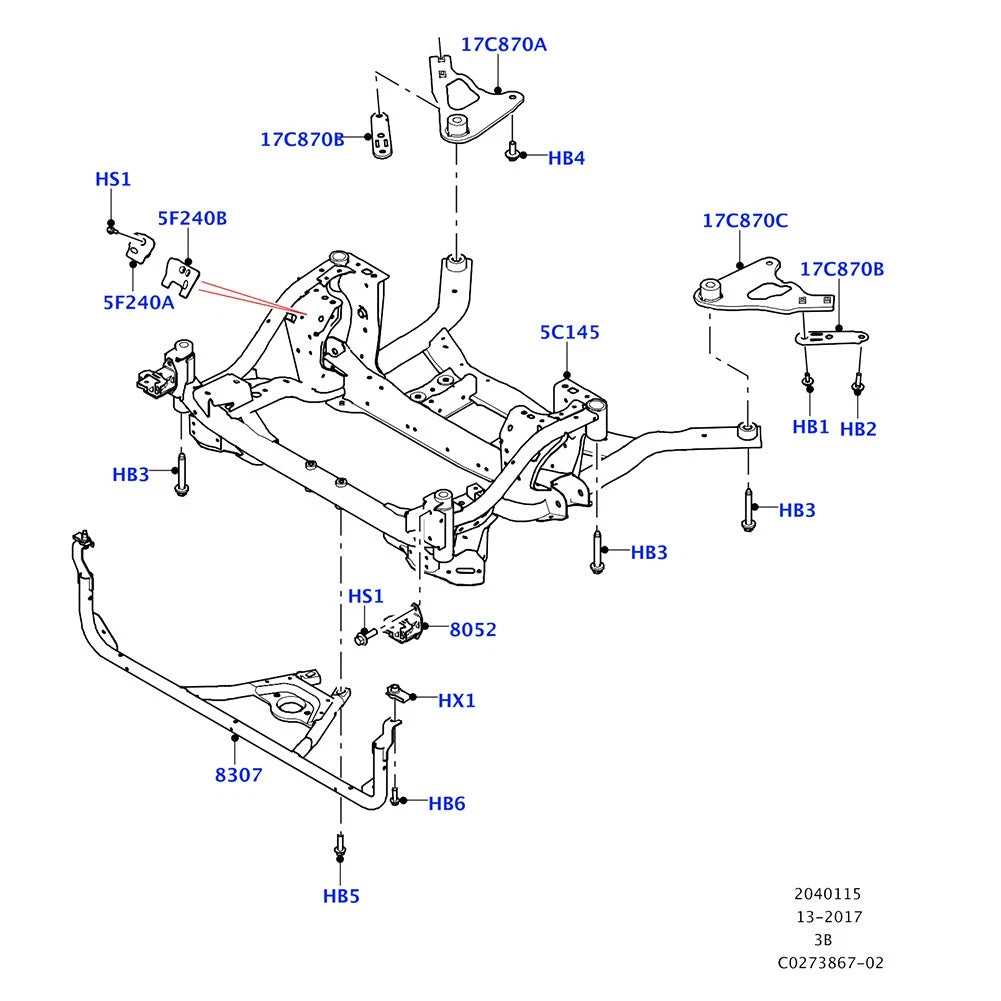 Cross-Member Support Bracket for Jaguar XF XE & Land Rover Range Rover Velar