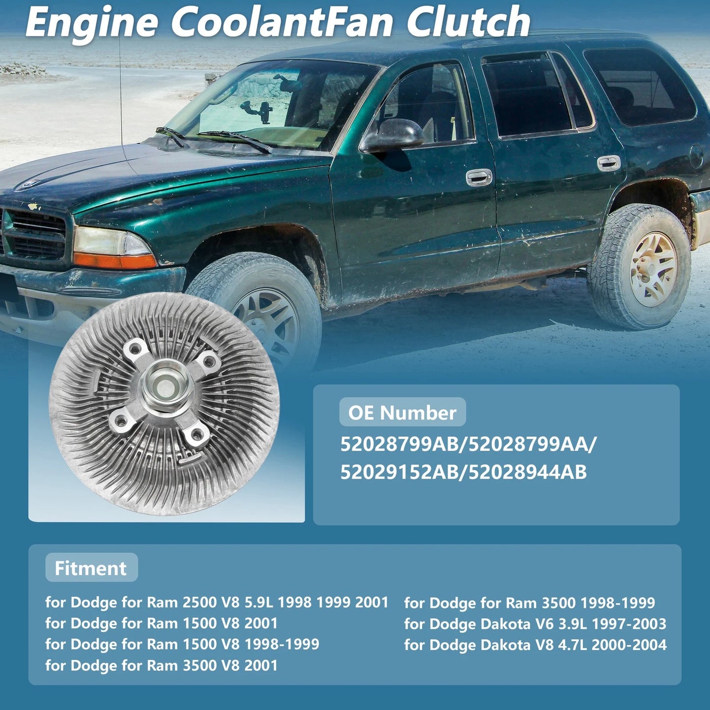 Engine Cooling Fan Clutch for Dodge Ram 2500 V8 (1998 - 1999, 2001)