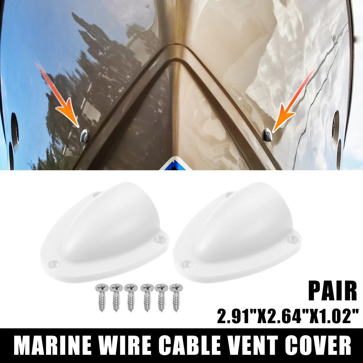 1 Pair Marine Boat Transducer Cap Clam Shell Vent Wire Cover White for Make Model