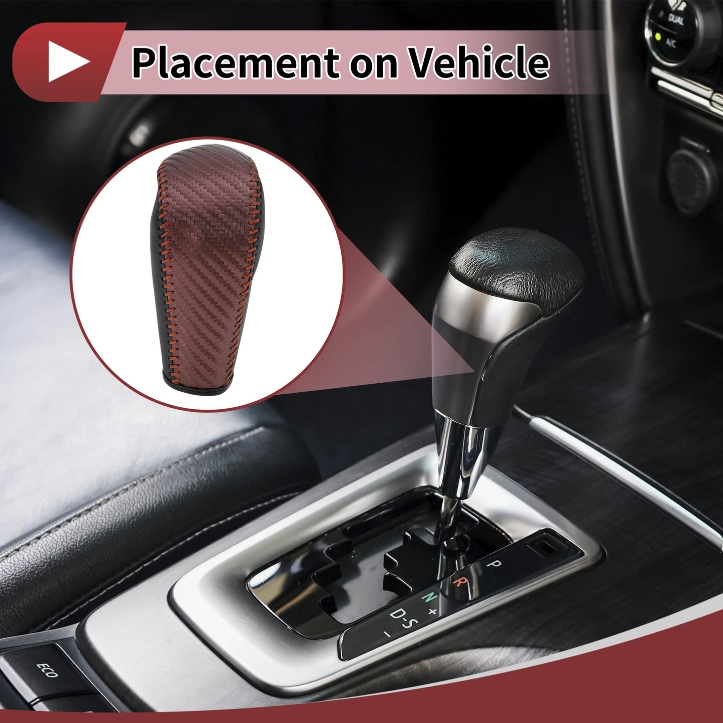 Car Gear Shift Knob Cover for BMW 3 Series E90 (2007-2013) - Brown Faux Leather