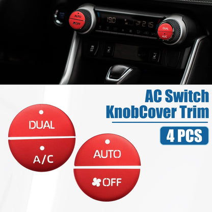 4 Pcs AC Switch Knob Cover Trim for Toyota RAV4 (2019-2022) Aluminum Alloy Red