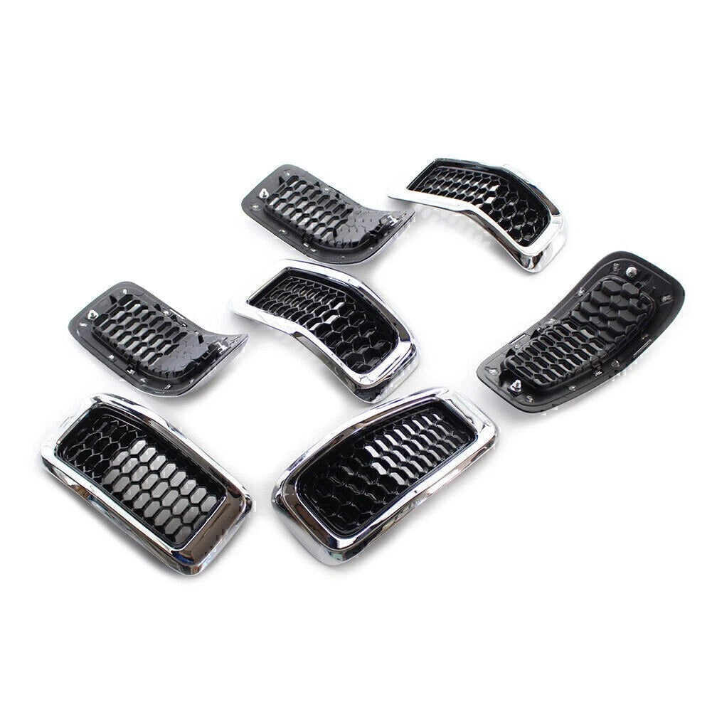 Chrome Honeycomb Grille Inserts Cover Trim for Jeep Cherokee (2014-2018)