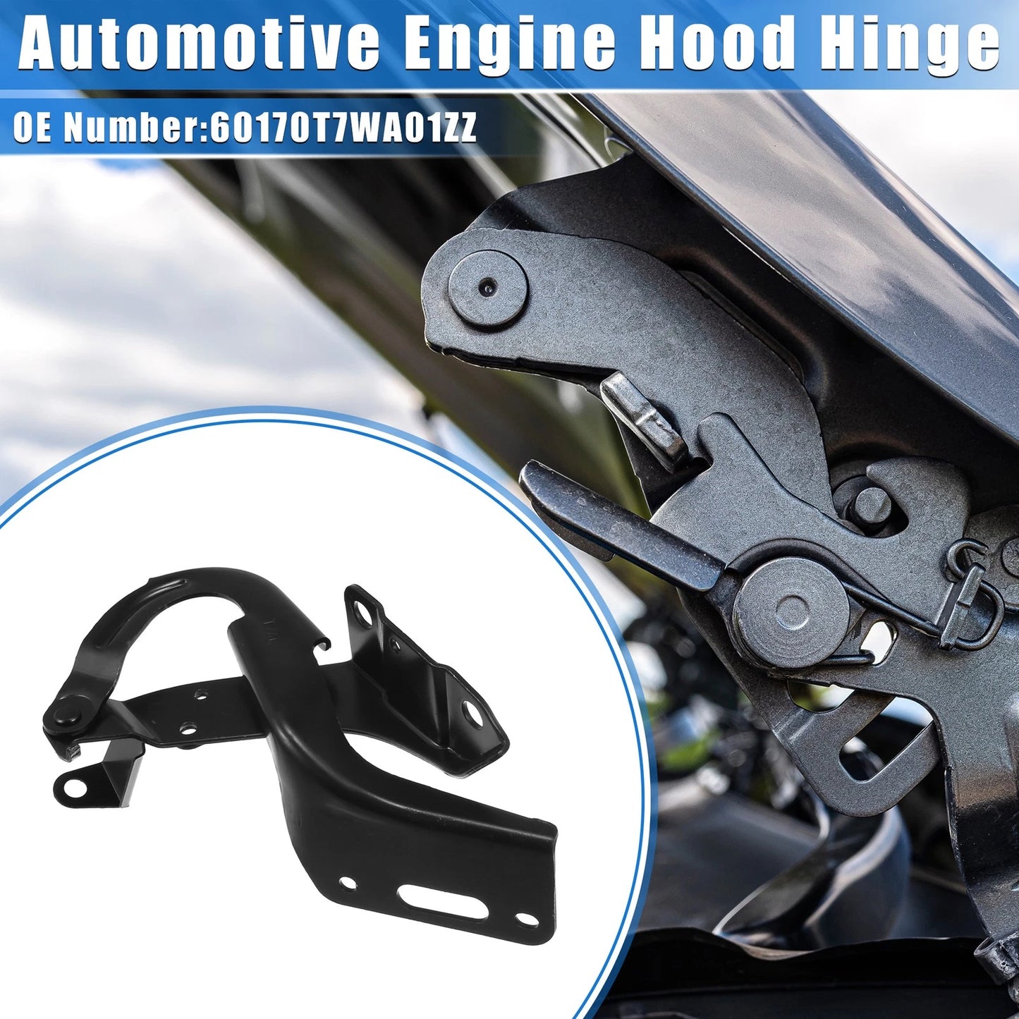 Hood Hinge for Honda HR-V 2016-2018 - Durable Metal Black Left Side