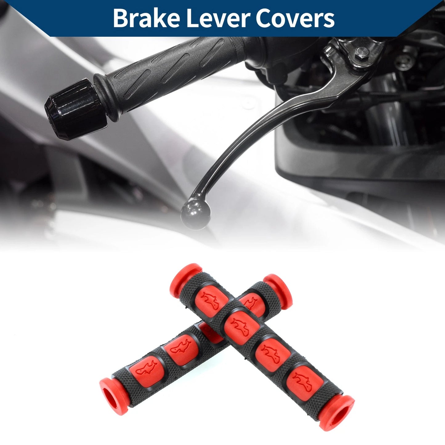10mm Motorcycle Brake Lever Cover Rubber Brake Lever Grip Sleeve Red 1 Pair