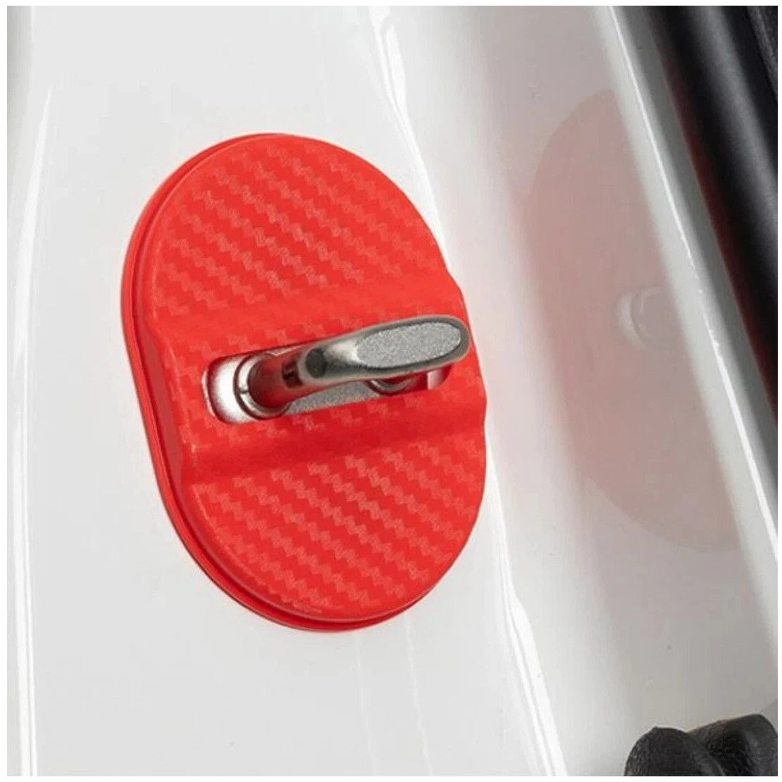 4pcs Carbon Fiber Car Door Lock Covers for Anti-Rust Protection