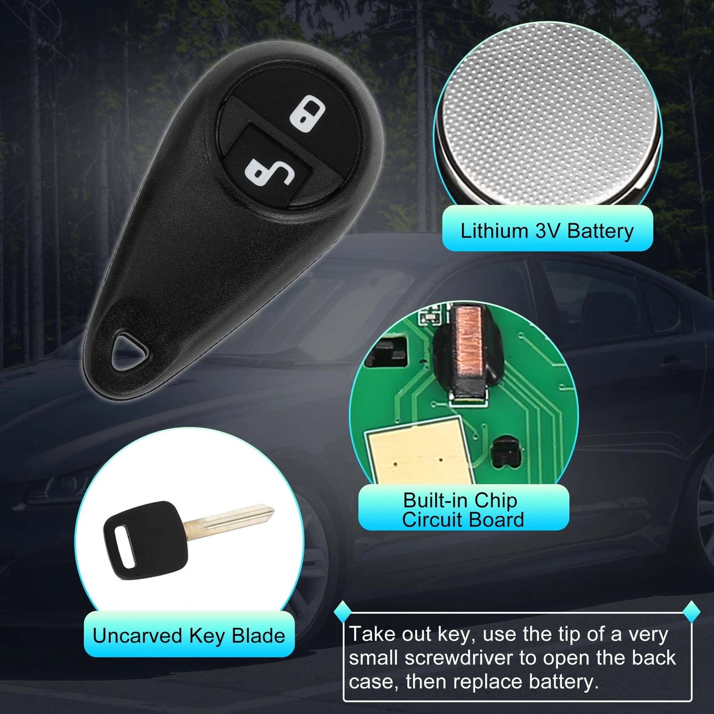 433MHz Keyless Entry Remote Ignition Transponder Key Fob for Subaru Forester