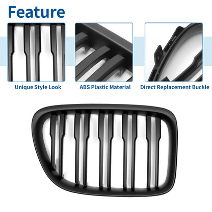 Front Upper Bumper Grille for BMW X1 E84 2009-2015 Matte Black 2 x Grilles