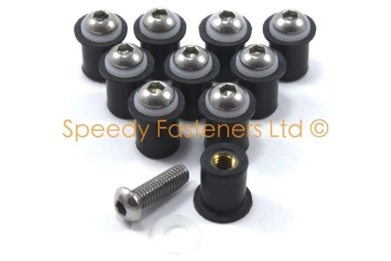 10x Well Nuts m6 for Ducati Fairing Rub Nut 13mm OD Stainless Bolts