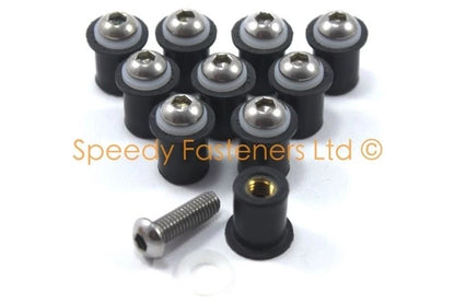 10x Well Nuts m6 for Ducati Fairing Rub Nut 13mm OD Stainless Bolts