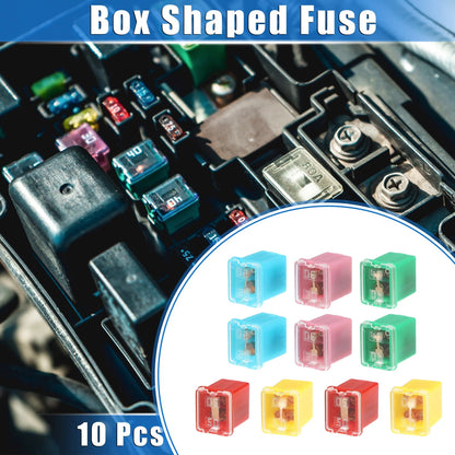 10 x Mini Box Shaped Fuses 20A 30A 40A 50A 60A for Trucks Cars SUVs