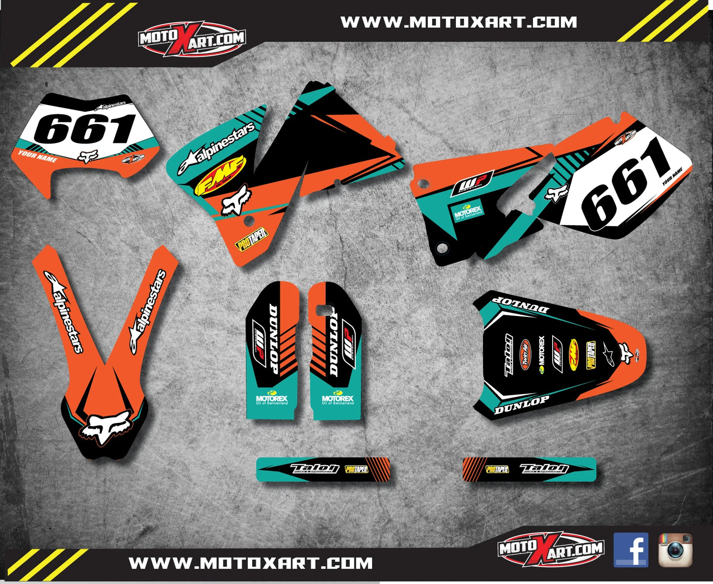 Custom Graphics Full Kit VITAL Style Stickers for KTM EXC (2001-2002)