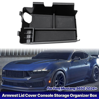 Armrest Lid Cover Console Storage Organizer Box for Ford Mustang (2024–2025)