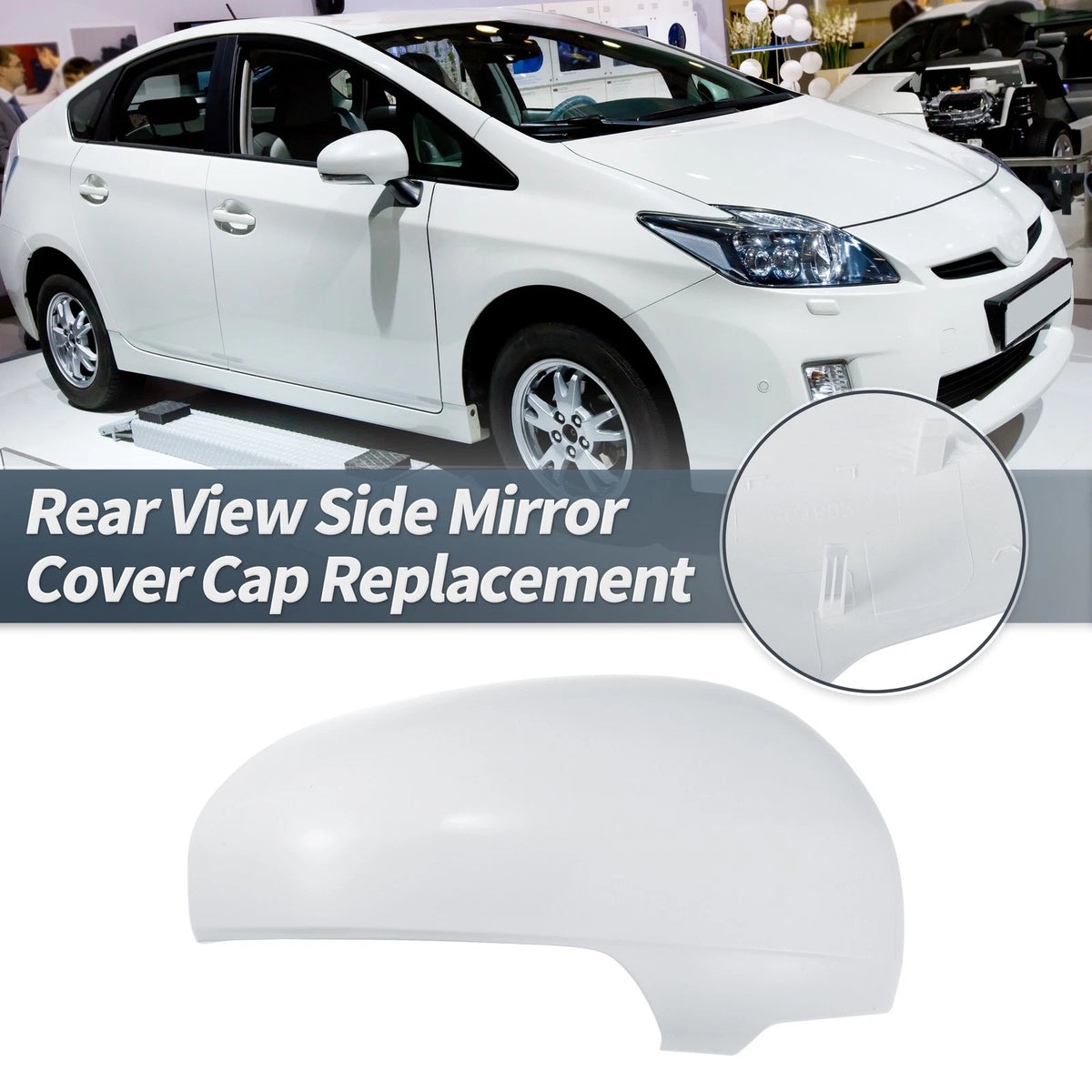 Right Side Rearview Mirror Cover Cap White for Toyota Prius (2010–2012)