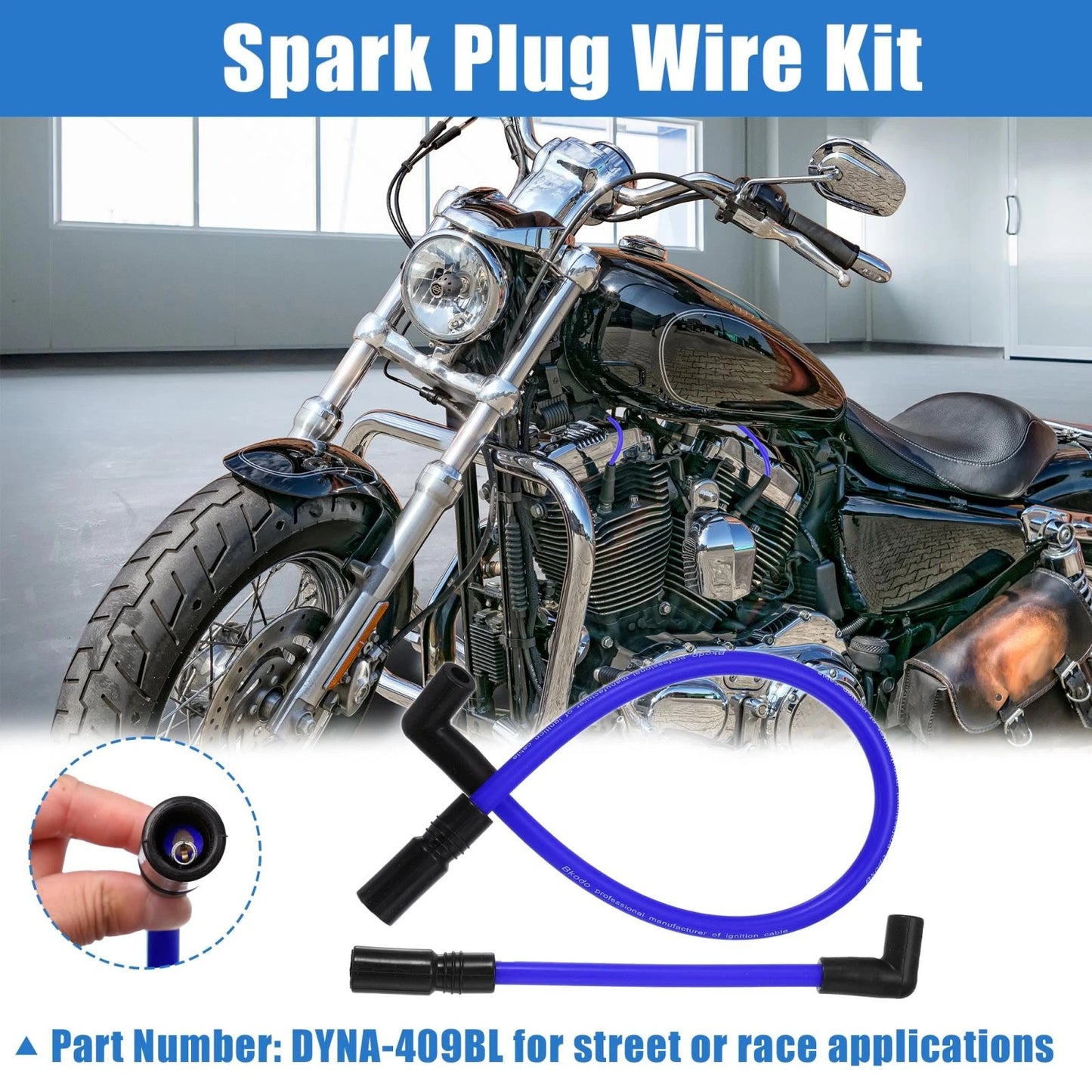2 x Spark Plug Wire 10.4mm 10mm for Harley-Davidson Dyna FXD Softail