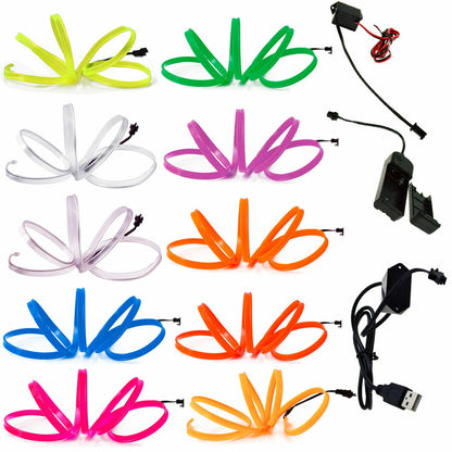 2 x LED Neon Light Glow EL Wire Strip Tube for Home Car Decor