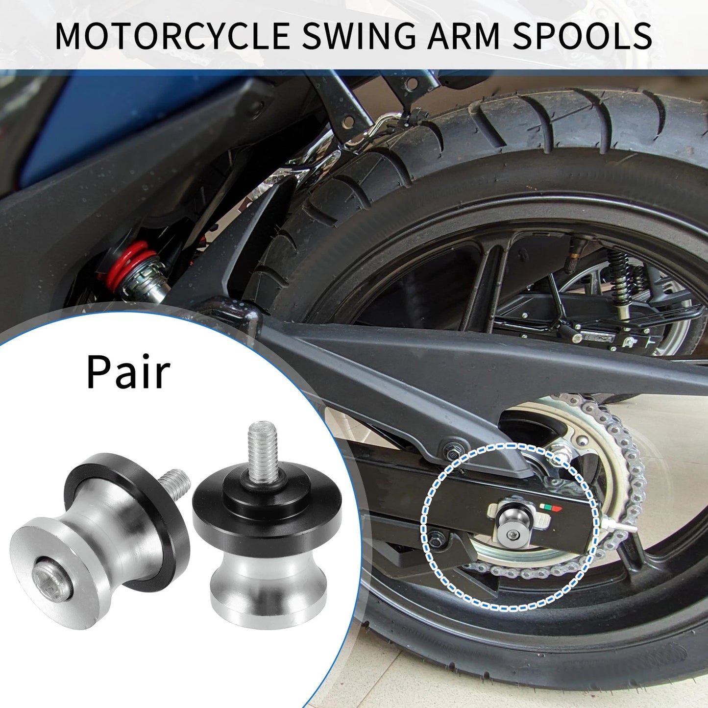 Pair / 6mm / Swingarm Spools for Motorbike