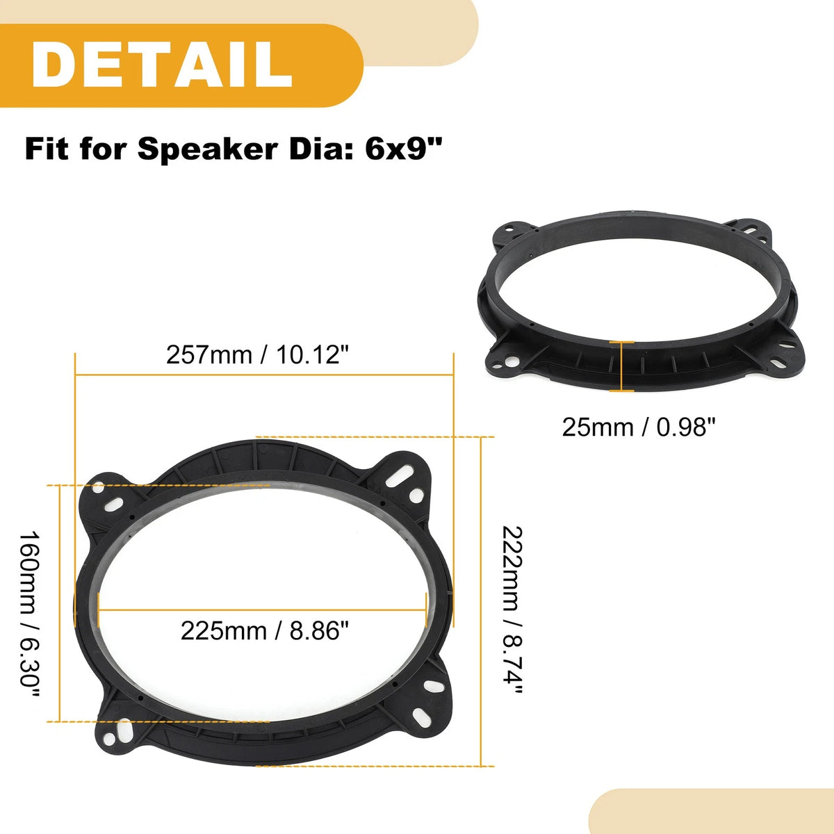 6x9" to 6.5" Speaker Spacer Rings for Toyota  -  Adaptor