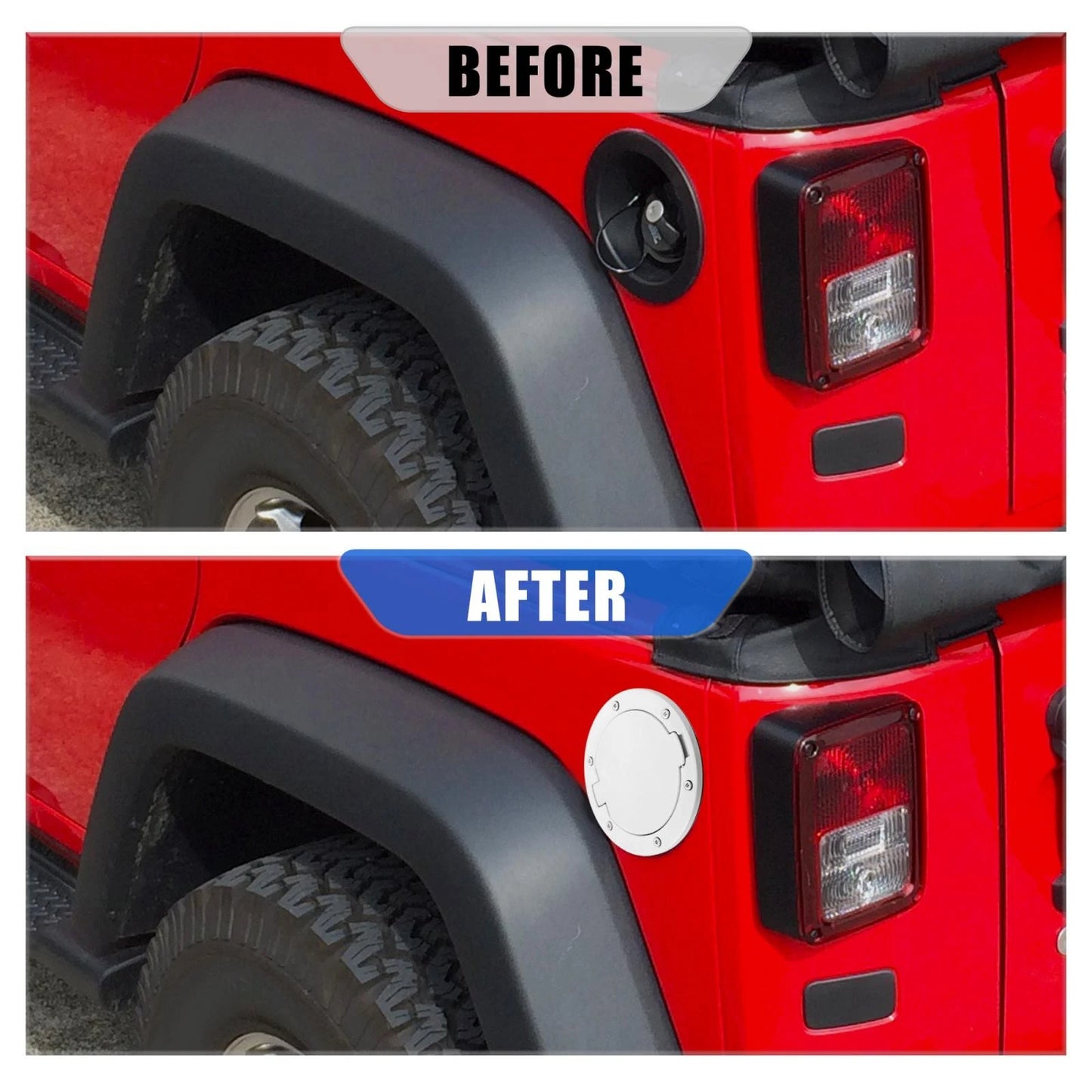 White Aluminum Alloy Gas Fuel Tank Cap Cover for Jeep Wrangler (2007-2018)