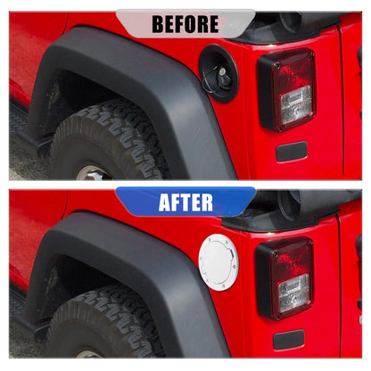White Aluminum Alloy Gas Fuel Tank Cap Cover for Jeep Wrangler (2007-2018)