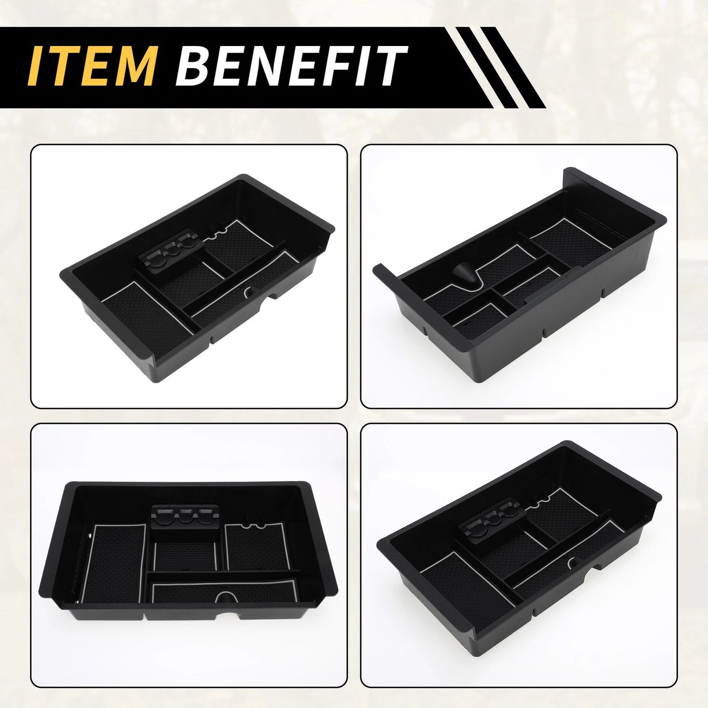 Full Center Console Organizer Tray for Chevy Silverado 1500 & GMC Black White
