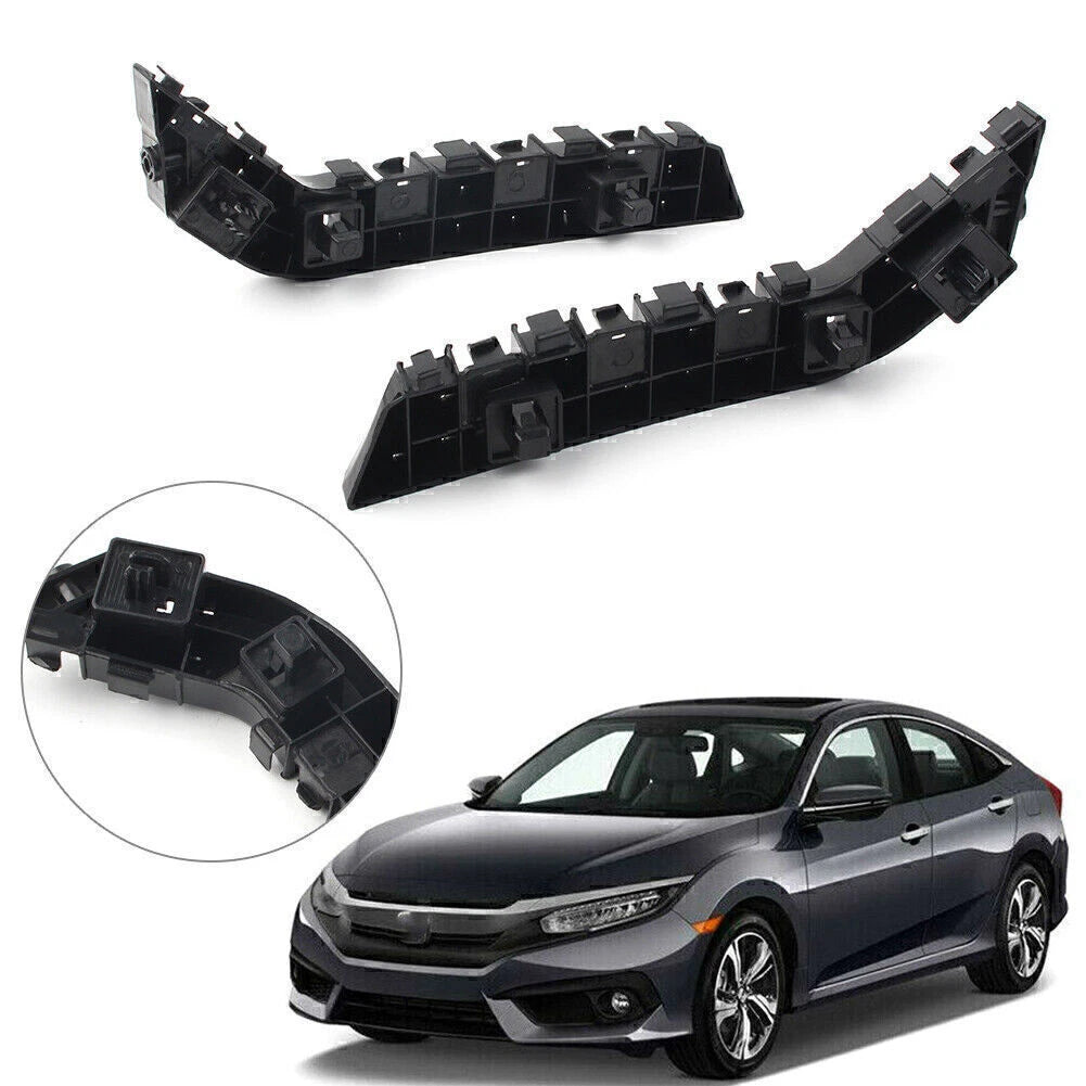 2 x Front Bumper Retainer Bracket for 2017-2019 Honda Civic - Black