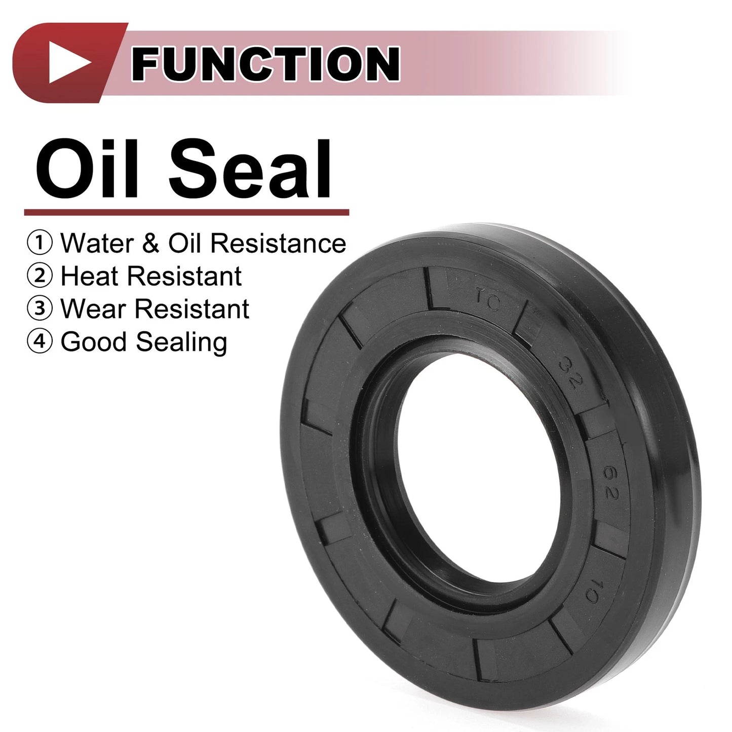 Rotary Shaft Seal 32x62x10mm Nitrile 70 Durometer Black 5 Pcs for Make Model