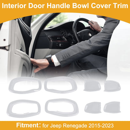Interior Door Handle Bowl Cover Trim for Jeep Renegade (2015-2023) 4 x White ABS