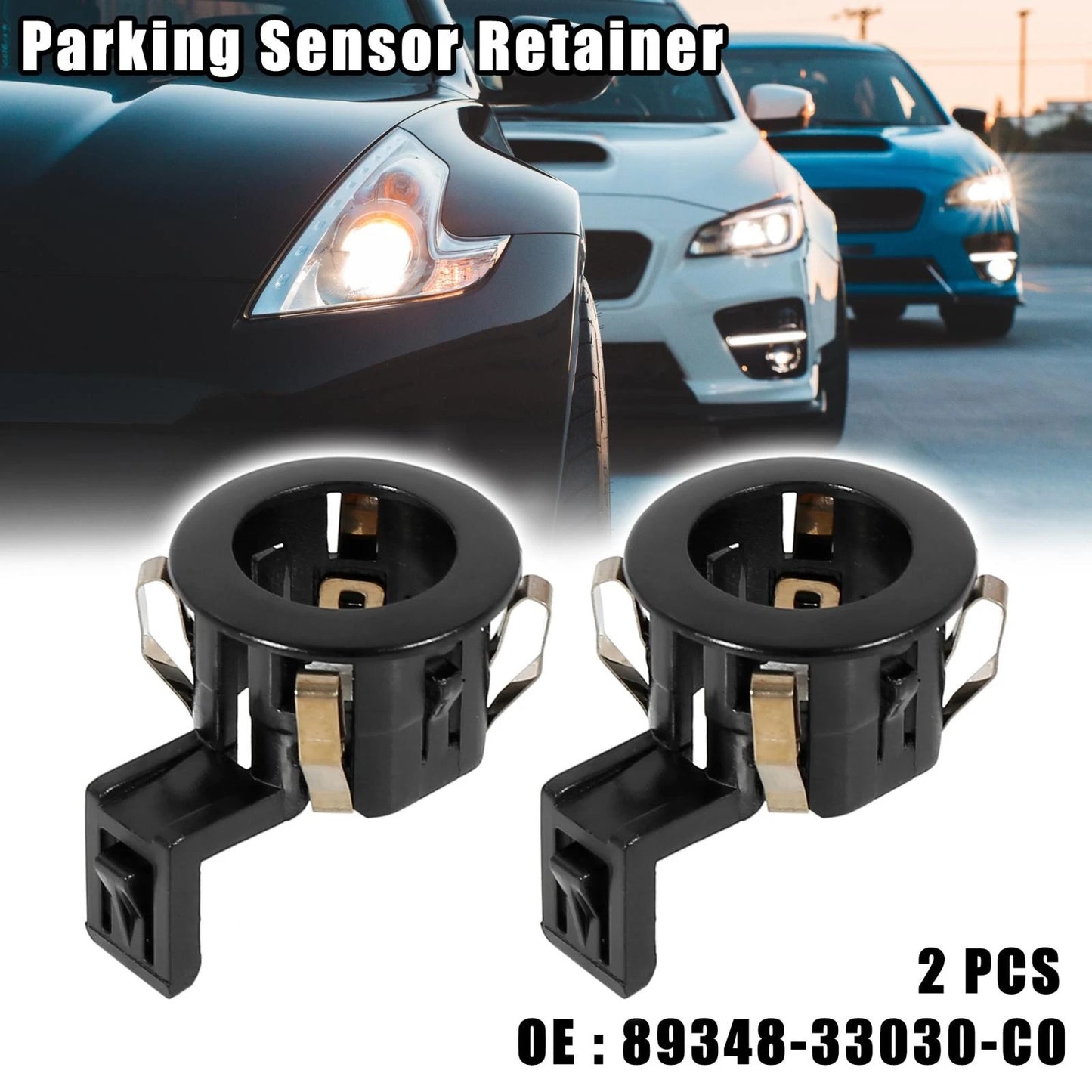 2 x Black Car Rear Bumper PDC Parking Sensor Retainers for Toyota (2010-2023)