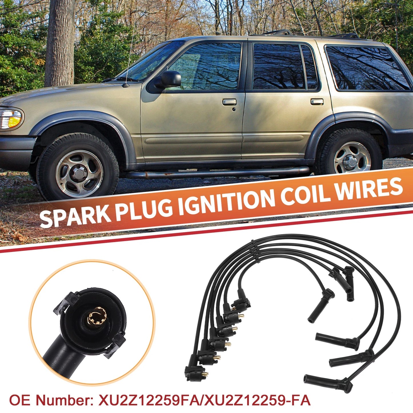 6 Pcs Spark Plug Wire Ignition Coil Cable for Ford Explorer (2002-2005)