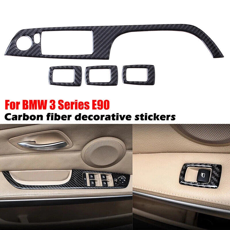 Carbon Fiber Window Lift Switch Button Cover for BMW M3 E92 E90 (2007-2013)
