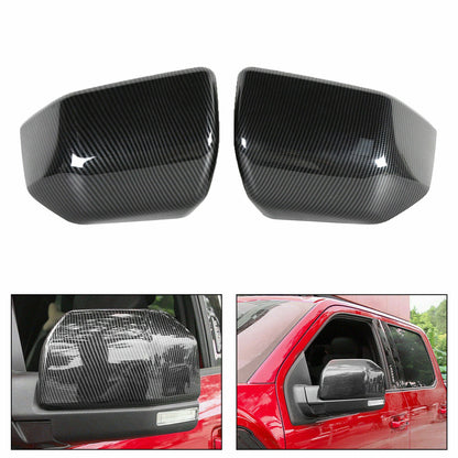 Car ABS Carbon Fiber Style Wing Mirror Cover Trim Fit For Ford F150 2015-2019