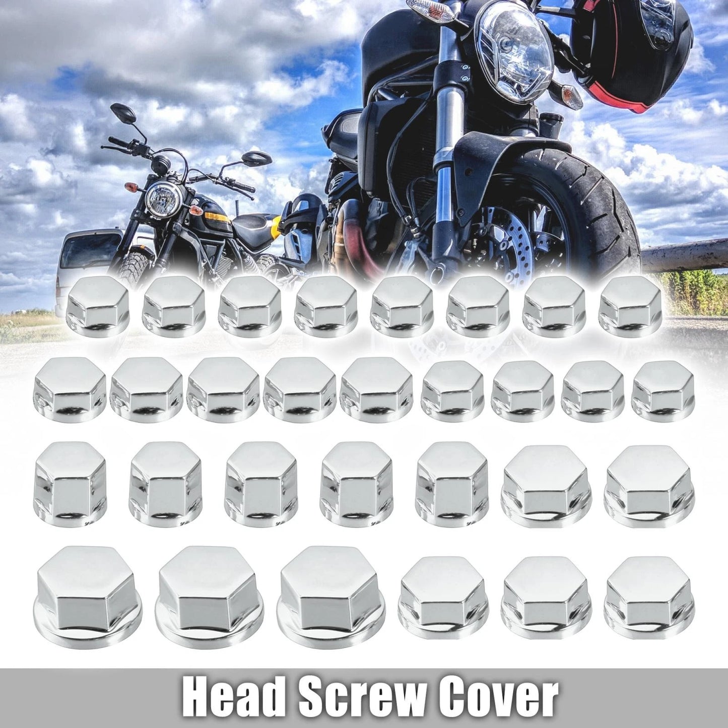 1 Set Screw Cap Silver Tone for Motorcycle Motorbike