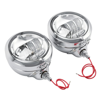 4-1/2" Chrome Auxiliary Fog Lights & Housing for Harley Davidson