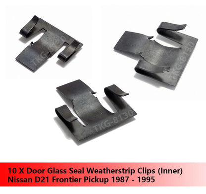 10 x Door Glass Seal Weatherstrip Clips for Nissan D21 (1987-1995)