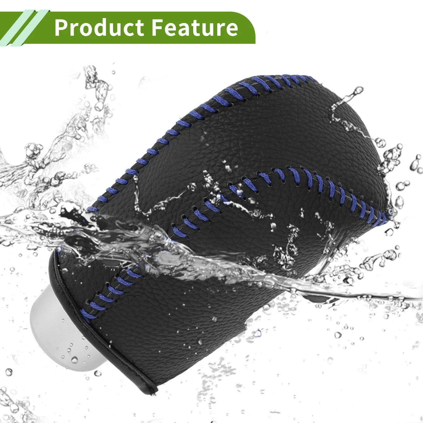 Mazda 3 Gear Shift Knob Cover 2014-2018 Pebbled Black Blue Faux Leather