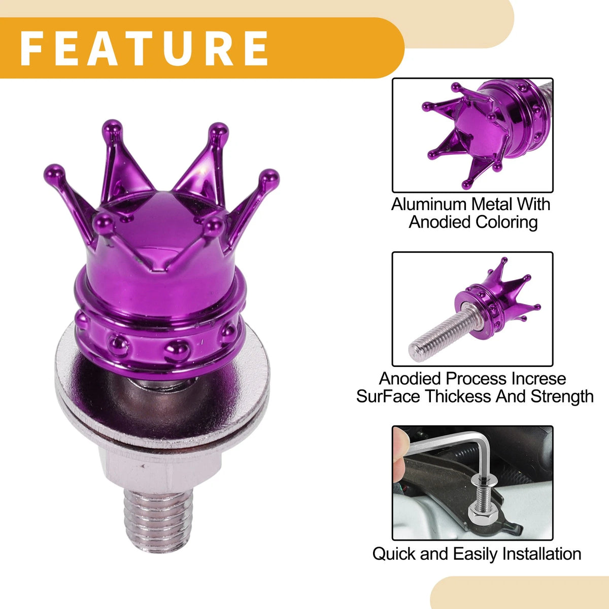 License Plate Screws Cover 35mm Purple 4Pcs for Universal Motorcycle M6