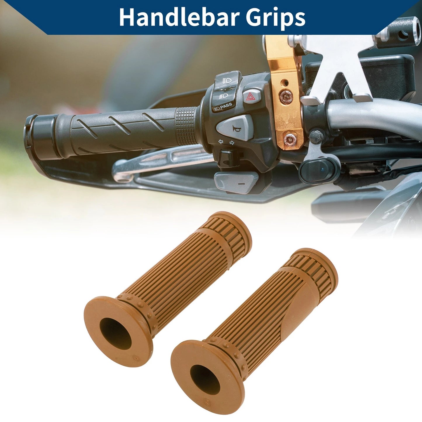 Grips 7/8 in 22mm Hand Grips Rubber Light Brown for Motorcycle
