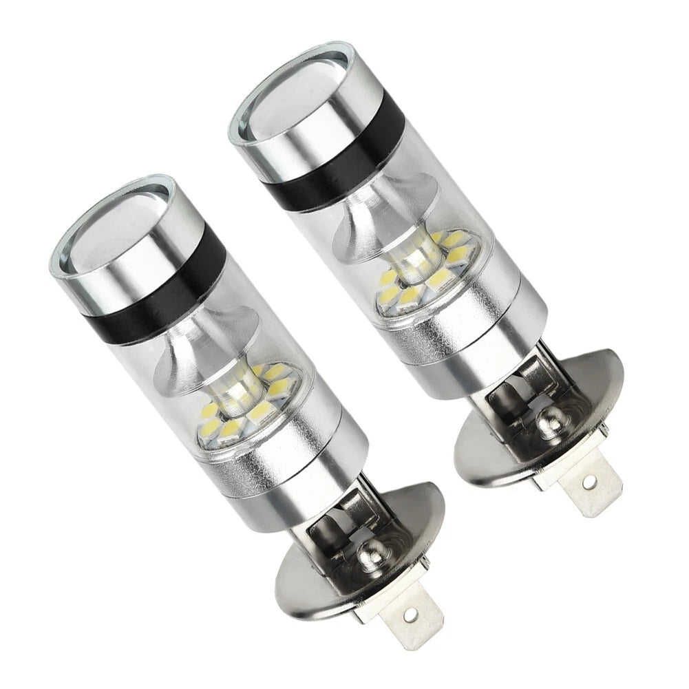 2x H1 6000K 100W LED ICEBERG White 20-SMD Projector Fog DRL Light Bulb