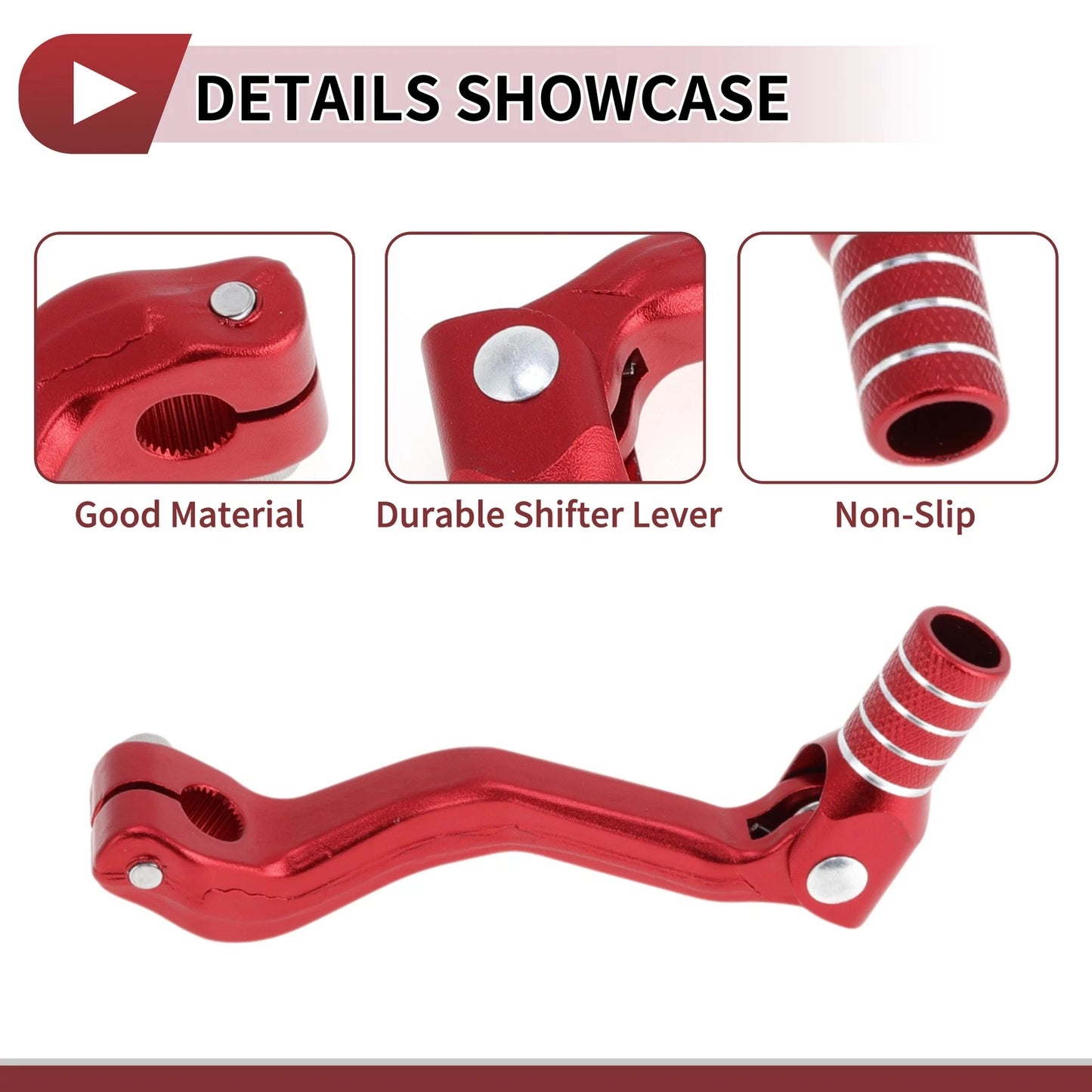 Folding Gear Shifter Lever for Kayo T2 Red Silver Tone