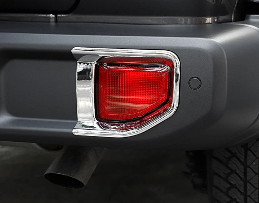 Rear Fog Light Lamp Cover Trim for 2018-2023 Jeep Wrangler JL 2 x Chrome Silver (2018-2023)