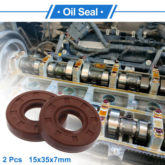 Oil Seal 15x35x7mm Brown 2 x Seal Ring Shaft Seal FKM Rubber for Make Model