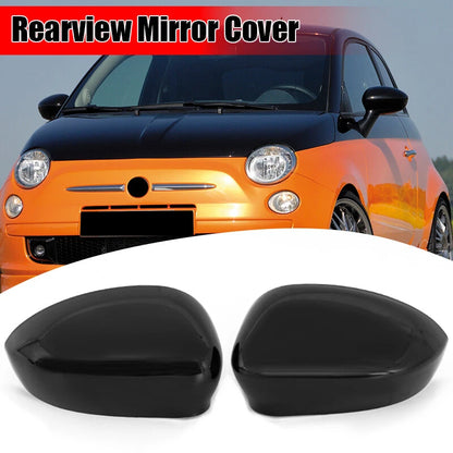 Glossy Black Left & Right Mirror Covers for Fiat 500 (2007-2019)
